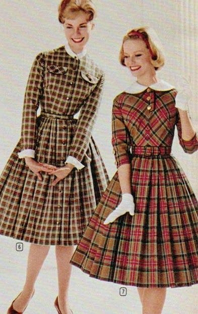 Second Chances by Susan: I'm A Sucker For Plaid... Plaid Dresses, Fashion 1960s, 20th Century Fashion, Look Retro, Fashion 1950s, Montgomery Ward, Full Skirts, 1960s Fashion, Moda Vintage