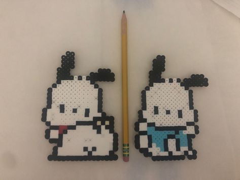 Pochacco Perler Bead Patterns, Pochacco Perler Beads, Perler Sanrio, Sanrio Skeleton, Sanrio Perler Beads, Sanrio Perler Bead Patterns, Sanrio Items, Melted Beads, Makey Makey