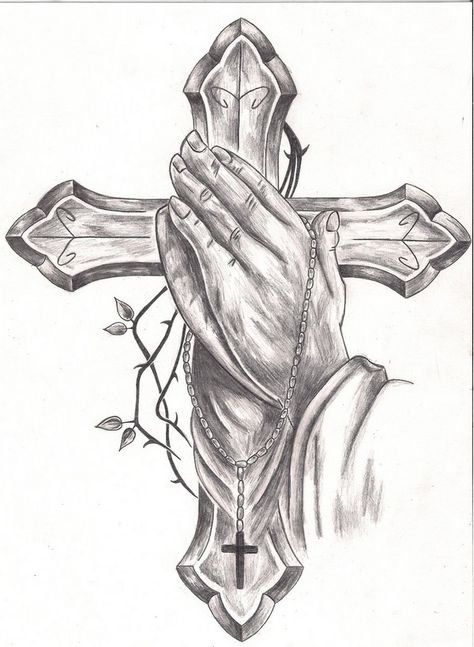 Koi Tattoo Design Drawings Drawings Of Hands, Praying Hands Tattoo Design, Praying Hands Tattoo, Cross Drawing, Cool Tattoo Drawings, Cross Tattoo For Men, Cross Tattoos, Tattoo Zeichnungen, Muster Tattoos