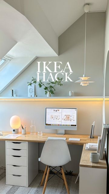 Ikea Besta Office, Have A Beautiful Evening, Office Ikea, Mosslanda Picture Ledge, Picture Ledge, Indirect Lighting, Beautiful Evening, Study Office, Love Love Love