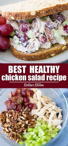 Chicken Salad Recipe With Grapes, Recipe With Grapes, Healthy Chicken Salad Sandwich, Easy Chicken Salad Recipe, Healthy Chicken Salad Recipe, Chicken Salad Recipe Easy, Easy Chicken Salad, Grape Recipes, Healthy Chicken Salad