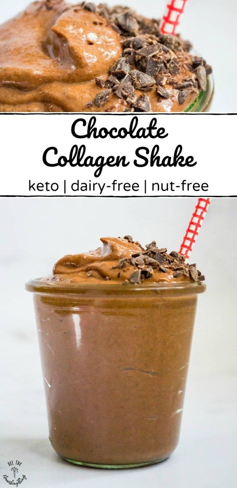 Satisfy those chocolate cravings with this thick Keto Chocolate Collagen Shake! This dairy-free keto chocolate shake works an easy keto breakfast on the go, snack time, or dessert and is loaded with nourishing fats and gut-healing collagen! #allthenourishingthings #keto #chocolateshake #dairyfree #milkshake #collagen #nourishing #ketobreakfast #ketosnack #ketodessert Keto Chocolate Shake, Keto Breakfast On The Go, Easy Keto Breakfast, Real Food Snacks, Alternative Sweeteners, Low Carb Drinks, Chocolate Shake, Low Carb Breakfast Recipes, Keto Chocolate