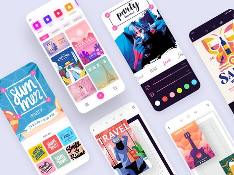 Poster Maker App by Redwanul Haque for UI Deft on Dribbble Poster Maker App, Travel Fonts, Social App Design, Video Maker App, Invitation Card Maker, Signature Maker, Invitation Maker, App Home, App Logo