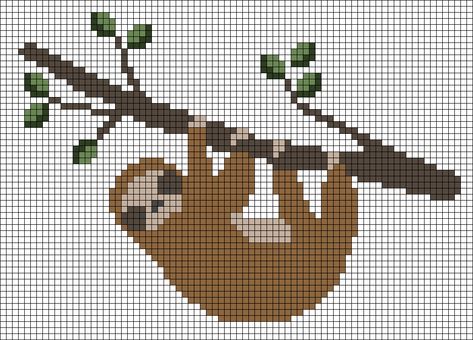 Alpha pattern #36266 | BraceletBook Sloth Pixel Art, Sloth Cross Stitch Pattern Free, Animal Alpha Pattern, Panda Alpha Pattern, Cross Stitch Sloth, Sloth Cross Stitch Pattern, Alpha Pattern Sloth, Llama Alpha Pattern, Sloth Cute