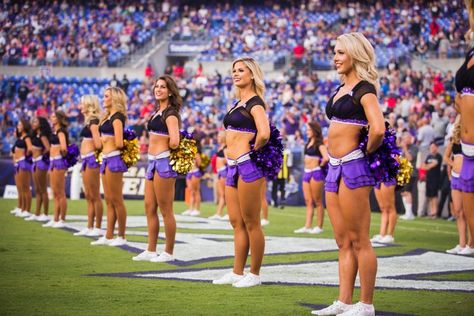 Ravens Cheerleaders, Black Cheerleaders, Nfl Ravens, Cheer Uniform, Professional Dancers, Nfl Cheerleaders, Baltimore Ravens, Man In Love, Ravens