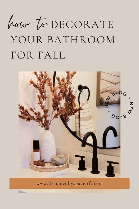 OMG! I love decorating my bathroom for fall, this is the best fall bathroom decor. Decorating your bathroom for fall is so fun and super easy! I love all of these pieces for fall bathroom decor. #spacelift #designedbyspacelift #falldecor #fallseason #fallvibes #bathroomdecor Fall Decor Small Bathroom, Autumn Bathroom Decor, Bat Aesthetic, Navy Bathroom Decor, Fall Bathroom Decor Ideas, Fall Bathroom Decor, Navy Bathroom, Fall Bathroom, Guest Bathroom Decor