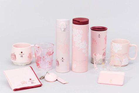 Starbucks Merchandise, Valentine Drinks, Starbucks Japan, Cherry Blossom Theme, Starbucks Store, Cherry Blossom Petals, Cherry Blossom Japan, Starbucks Reserve, Starbucks Card