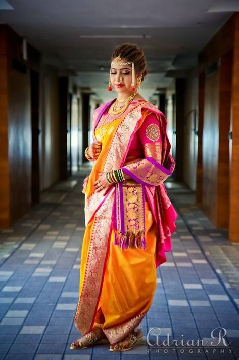 Timeless Nauvari Sarees For Stunning  Maharashtrian Brides Maharashtrian Brides, Maharashtrian Culture, India Wedding Dress, Marathi Saree, Maharashtrian Wedding, Maharashtrian Saree, Marathi Bride, Marathi Wedding, Mehendi Ceremony