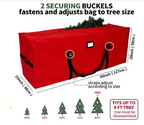 AerWo Christmas Tree Storage Bag Extra Large Christmas Storage Containers, Fits Up to 7.5 Ft Artificial Trees Heavy Duty 600D Oxford Xmas Holiday Tree Bag with Dual Zipper (50” X 20” X 15”) Christmas Tree Container, Christmas Tree Bag, Artificial Xmas Trees, Christmas Ornament Storage, Christmas Tree Storage Bag, Christmas Tree Storage, Tree Bag, Holiday Storage, Plastic Christmas Tree