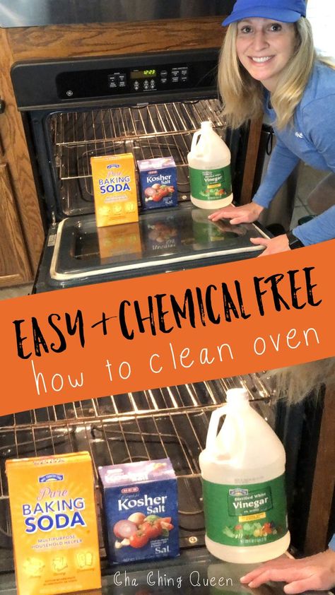 This is the easiest way to clean your oven without chemicals. This DIY cleaning tip will save you time and money. #naturalcleaning #cleaningtips #oven #home #kitchen #homemaking Clean Oven With Vinegar, Cleaning The Oven, Clean Baking Pans, Deep Cleaning Hacks, Self Cleaning Ovens, Oven Cleaner, Homemade Cleaning, Clean Microwave, Glass Cooktop