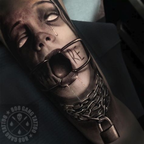 Dark Tattoos For Men, Gang Tattoos, Evil Tattoo, Realistic Tattoo Sleeve, Evil Tattoos, Saved Tattoo, Scary Tattoos, Creepy Tattoos, Dark Art Tattoo