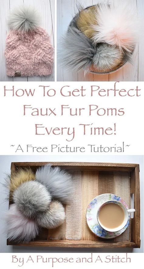 Faux Fur Pom Pom Tutorial   A Purpose and A Stitch Faux Fur Decor Ideas, Things To Do With Embroidery Floss, Pom Pom Tutorial, Pompon Diy, Metal Embroidery, Addi Express, Slicker Brush, How To Make A Pom Pom, Pom Pom Crafts