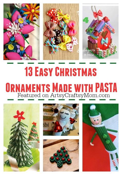 13 Easy Christmas Ornaments for Kids to make with pasta - Pasta angels, pasta elf, pasta gingerbread house, fun and easy pasta ornament craft ideas. Pasta Christmas Tree Ornaments, Macaroni Christmas Ornaments, Macaroni Angel Ornament, Pasta Christmas Ornaments, Noodle Christmas Crafts, Easy Christmas Ornaments For Kids, Paper Plate Christmas Crafts, Pasta Ornaments, Christmas Crafts Kids Can Make