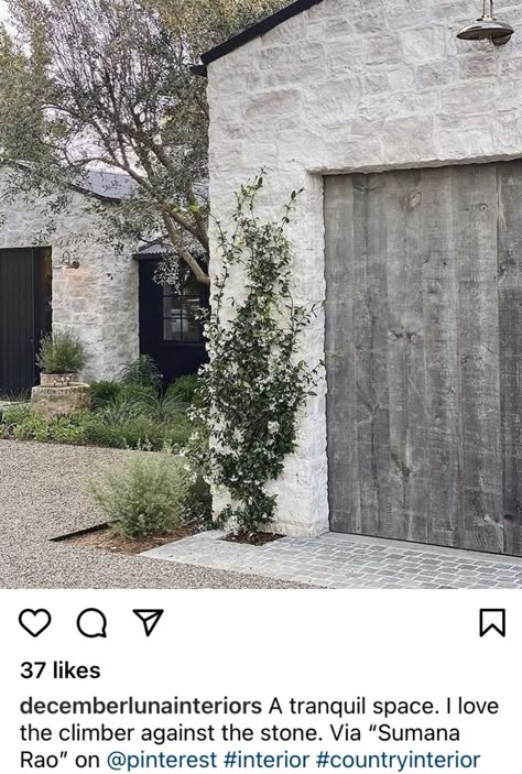 Amber Lewis, Amber Interiors, Exterior Stone, White Brick, Farmhouse Exterior, Stone Houses, Barn House, Garden Inspiration, A House