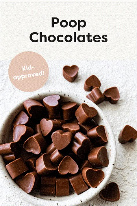 These poop chocolates are so helpful for toddler constipation and made with only two simple ingredients: coconut oil and chocolate chips. Coconut Oil Snacks, Foods That Make You Poop, Foods That Help You Poop, Foods To Help You Poop, Kid Constipation Relief, Constipation Relief For Toddlers, Toddler Constipation, Poop Party Ideas For Kids, Poop Chocolate For Constipation