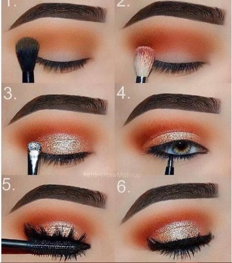 3 Eyeshadow Tutorials For Beginner's You Need To Check Eye Makeup Step By Step, Makeup Orange, Glam Eye Makeup, Eyeshadow Tutorial For Beginners, Eyeshadow Step By Step, Make Up Gold, Gold Ideas, Artist Makeup, Makeup Tutorial Eyeshadow