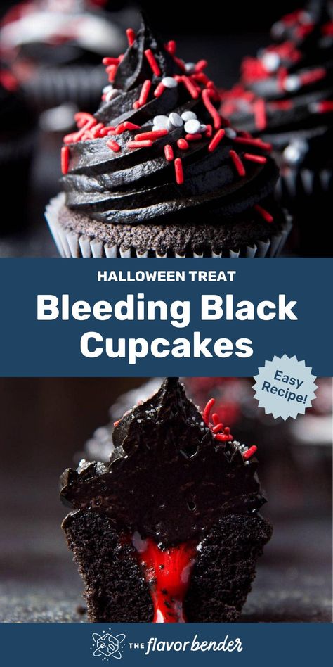 Goth Baked Goods, Black Halloween Food Ideas, Spooky Baking Recipes, Black Halloween Cupcakes, Black Party Snacks, Spooky Recipes Parties Food, Haunted Desserts, Spooky Halloween Dessert Ideas, Halloween Party Food For A Crowd