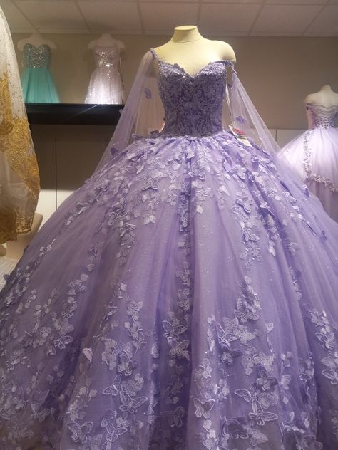 Repunzel Quince Theme Dress, Purple Gown For Debut, Light Purple Quince Dresses, Butterfly Quince Dress, Light Purple Quinceanera Dresses, Gown For Debut, Purple Quince Dress, Lavender Quinceanera Dresses, Quinceanera Dances