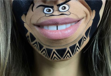 Maui...Moana Movie. Moana Face Paint, Moana Makeup, Maui Moana, Mouth Painting, Moana Movie, Cartoon Makeup, Moana Party, Face Art Makeup, Kids Face Paint