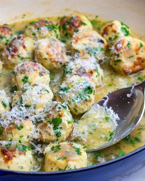 Giadzy - All the flavors of chicken piccata...in... | Facebook Giada's Chicken Piccata, Chicken Picatta Meatball Recipe Giada, Chicken Picatta Meatball Recipe, Chicken Meatball Picatta, Cheesy Chicken Meatballs, Erika Vetrini Recipes, Giadzy Recipes, Chicken Piccata Meatballs, Chicken Meatball Recipe