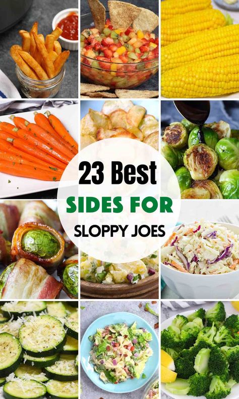 Looking for sides for sloppy joes? We’ve got your covered: 23 easy and delicious side dish ideas that you can serve with sloppy joes. With simple veggie sides, starchy sides, salad, healthy side dishes, and more, we’ve included something for everyone. Sloppy Joes Meal Sides, Healthy Side Dishes For A Crowd, Sloppy Joes And Side Dish, Sloppy Joes Side Dishes, Side Dishes For Sloppy Joes Meals, Sloppy Joe Meals Sides, Sloppy Joe Dinner Side Dishes, What Goes With Sloppy Joes Sides, Sides To Go With Sloppy Joes