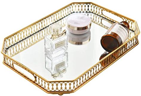 Bedroom Countertop, Gold Mirror Tray, Dresser Bathroom, Bathroom Vanity Tray, Makeup Tray, Mirror Vanity Tray, Dresser Tray, Gold Tray, Countertop Organizer