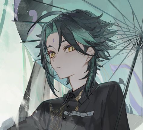 Xiao Art, Xiao Icons, Anime Green Hair, Adeptus Xiao, Green Icons, Anime Drawing Books, Emo Kid, Ethereal Art, 영감을 주는 캐릭터