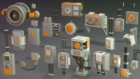 Sci Fi Game Assets, Scifi Props Concept Art, Cyberpunk Props, Sci Fi Ship, Sci Fi Games, Sci Fi Props, Interior Props, Spaceship Interior, Sci Fi Environment