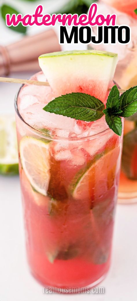 Watermelon Rum Drinks, Watermelon Rum Cocktail, Watermelon And Rum Drinks, Watermelon Rum Drink Recipes, Watermelon Cocktail Rum, Watermelon Mojito Recipe, Rum Drinks Recipes, Summertime Cocktail, Watermelon Cocktail