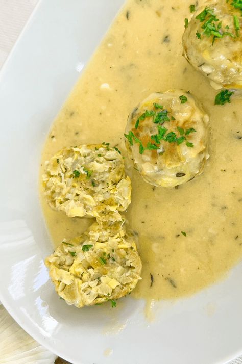 INCREDIBLE Artichoke "Meatballs" in a Creamy Garlic Sauce Artichoke Cream Sauce, Baby Artichoke Recipes, Artichokes Recipes, Garlic Sauce Recipe, Creamy Garlic Sauce, Artichoke Recipes, Creamy Garlic, Pantry Staples, Garlic Sauce