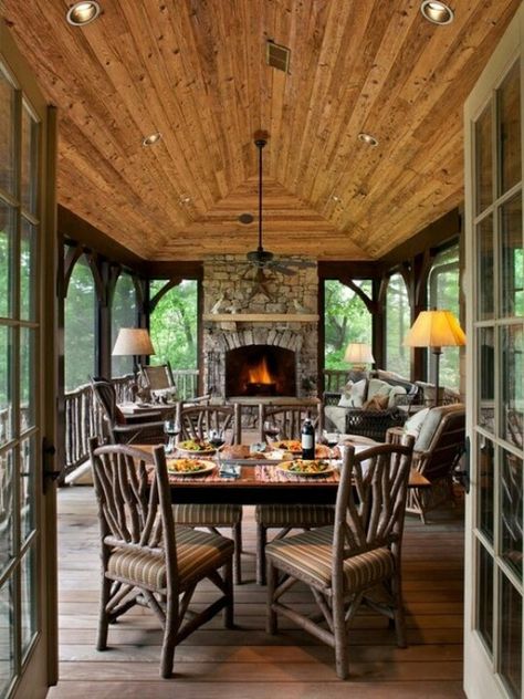 Read my Guest blog contribution at Hadley Court - Gracious Outdoor Living For Fall - post contribution by Lynda Quintero-Davids for Hadley Court founder - Leslie Hendrix Wood - #Fall #OutdoorLiving Porch Design Ideas, Balkon Decor, House Addition, Addition Ideas, Enclosed Porches, Real Estat, Patio Style, Porch Design, Rustic Outdoor