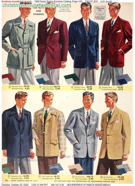 1950 Sears Spring Summer Catalog, Page 100 - Catalogs & Wishbooks 50s Outfits Men, 50s Fashion Men, 1950s Mens Clothing, 1950s Fashion Menswear, Men's Fashion Illustration, 1950s Men, 1950s Mens Fashion, 1950s Mens, Vintage Fashion 1950s