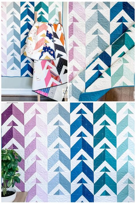 Chevron Quilts Ideas, Arrow Quilt Pattern, Scrappy Chevron Quilt, Modern Chevron Quilt Pattern, Teal Chevron, Michael Miller Fabric, Purple Teal, Traditional Quilts, Modern Quilt Patterns