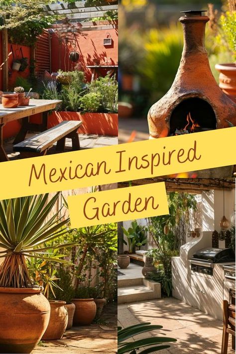 Mexican-style gardens, known for their relaxed, rustic charm, are gaining popularity. They feature bold colours, natural materials, and a festive atmosphere, transforming any outdoor space. Whether you’re a fan of Mexican culture or just want a vibrant garden, adding Mexican elements is a great way to stand out. This guide will cover some key Mexican style garden ideas, helping you create your own enchanting space. Mexican Garden Ideas Spanish Style, Mexican Hacienda Garden, Mexican Garden Decor, Mexican Inspired Garden, Hacienda Backyard Mexican Style, New Mexico Style Home Exterior, Mexican Yard Ideas, Hacienda Style Backyard, Mexican Backyard Decor