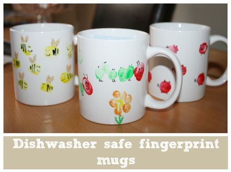 dishwasher safe kids fingerprint mugs Kid Made Gifts, Diy Christmas Mugs, Coffee Cup Crafts, Teacher Appreciation Gift Ideas, Christmas Sensory, Tiger Sharks, Appreciation Gift Ideas, Toddler Drawing, Safe Kids