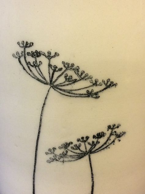 Cow Parsley Tattoo, Parsley Tattoo, Cow Parsley, Surface Decoration, Winter Art, Monoprint, Shoulder Tattoo, Lotus Flower Tattoo, Parsley