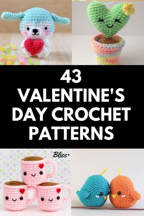 Crochet Projects For Valentines Day, Crochet Pattern Valentines Day, February Crochet Ideas, Crocheted Valentines Patterns, Crochet Patterns For Valentine's Day, Free Valentine’s Day Crochet Patterns, Easy Crochet Valentine Gifts, Valentines Free Crochet Patterns, Free Crochet Valentine's Day Patterns