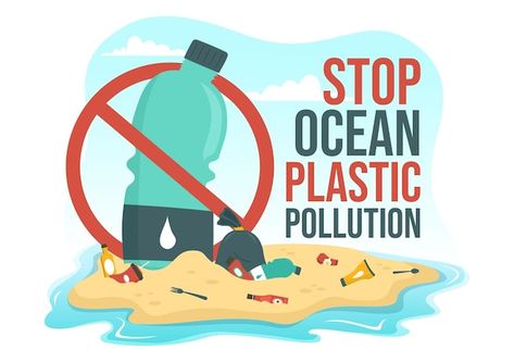 Stop ocean plastic pollution illustratio... | Premium Vector #Freepik #vector #plastic-ocean #ocean-pollution #plastic-pollution #save-ocean Plastic Pollution Illustration, Pollution Illustration, Pollution Project, Pollution Pictures, Save Ocean, Plastic Ocean, Ocean Plastic Pollution, Ocean Pollution, Plastic Pollution