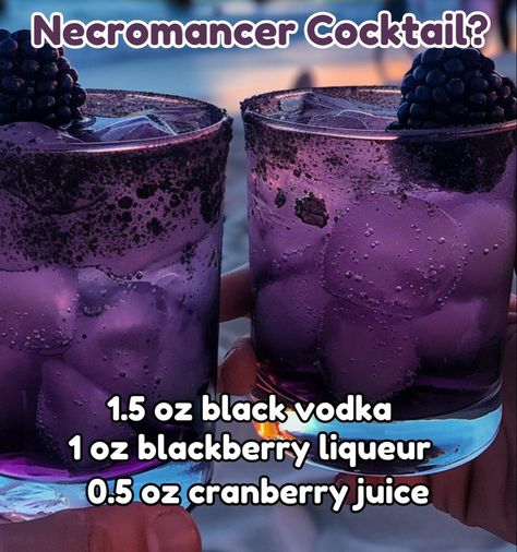 Cocktail recipe. Hauntingly fun Halloween cocktail idea. Necromancer Cocktail recipe Necromancer Cocktail, Fruity Vodka Drinks, Alcoholic Drinks Vodka, Black Vodka, Cocktails For Beginners, Halloween Party Drinks, Embrace The Darkness, Pretty Alcoholic Drinks, Halloween Cocktail