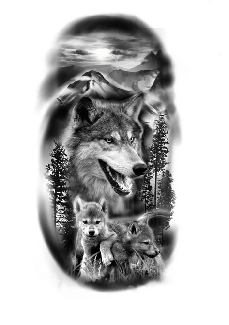 Two Wolves Tattoo, Wolves Tattoo, Cool Animal Tattoos, Back Tattoos For Guys Upper, Wolf Tattoo Forearm, Headdress Tattoo, Cubs Tattoo, Wolf Tattoos Men, Hunting Tattoos