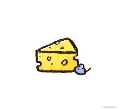 Cheese Drawing, Cute Small Drawings, 심플한 그림, Cute Easy Doodles, Small Drawings, Cute Animal Drawings Kawaii, Little Doodles, Easy Doodles Drawings, Cute Doodles Drawings