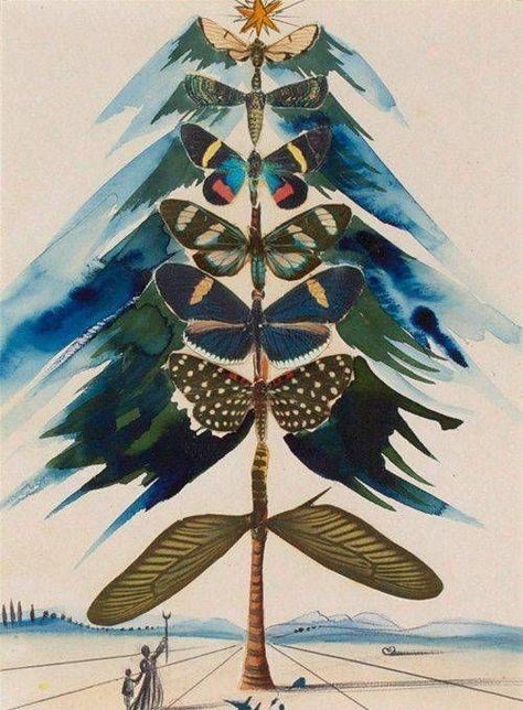 Things from the past 📷🎥 on Twitter: "Salvador Dali “Christmas Tree of Butterflies”- 1959… " Dali Paintings, Images For Valentines Day, Dali Art, Butterfly Tree, Corporate Art, Beautiful Bugs, Christmas Inspo, Paul Cezanne, Paul Gauguin