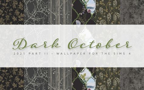 Dark October Walls (2021 Edition, Part II) | Patreon Witchy House, Albany Wallpaper, Dark Academia Wallpaper, October Wallpaper, Seamless Wallpaper, Sims 4 Mm Cc, Gothic Wallpaper, Witchy Wallpaper, Academia Wallpaper