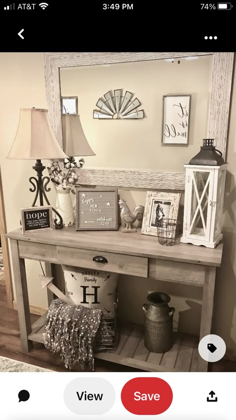 Sofa Table Decor, Entry Table Decor, Entryway Table Decor, Farmhouse Living Room, Hall Decor, Home Entrance Decor, Ideas Living Room, Farmhouse Decor Living Room, Country House Decor