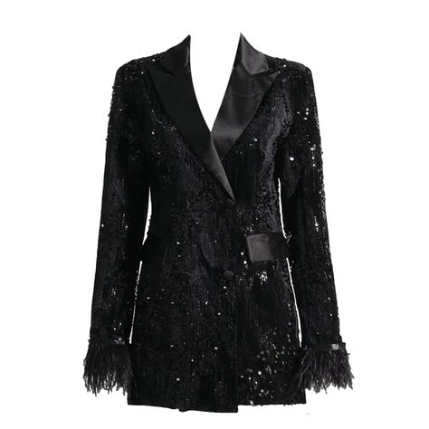 Sequin Blazer Dress, Prom Jacket, Sequin Suit, Feather Tops, Sequin Blazer, Long Sleeve Dress Formal, Long Sleeve Prom, Long Sleeve Blazers, Black Blazer