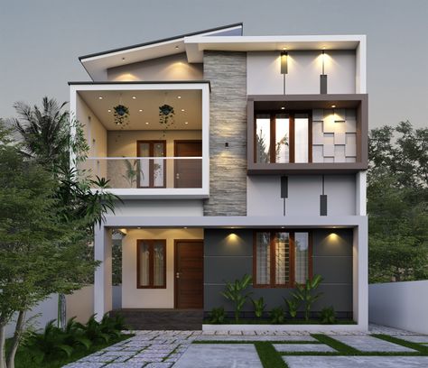 Modern exterior house design Whatsapp@8270134670 #elevationdesign#modern house#frontelevation#G+1houseelevation#G+1elevationdesign#housedesign#contemporaryhouse#luxuryhouse ... less ... less ... less ... less ... less Modern Exterior House, Modern Elevation Design, 3d Power, Exterior House Design, 30x40 House Plans, Modern Elevation, House Balcony, House Balcony Design, Building Elevation