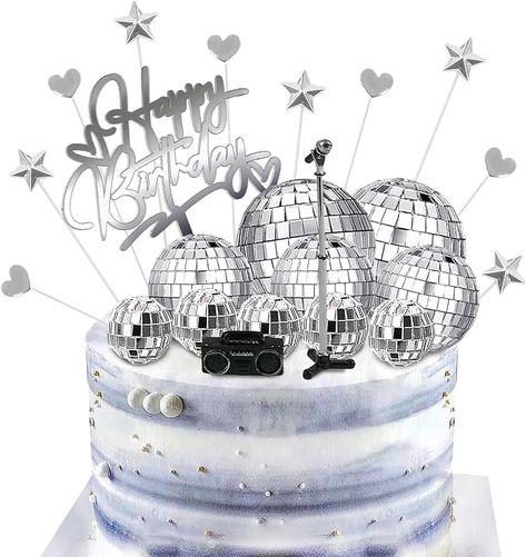 Amazon.com: 23PCS Disco Ball Cake Toppers 70's Disco Theme Cake Decoration Set with DJ Bling Silver Mirror Balls Centerpiece and Mini Microphone Radio Toy Decor for Women Men 1970s Dance Birthday Party Supplies : Grocery & Gourmet Food Disco Ball Cake Topper, Mirror Ball Cake, Disco Themed Cake, Disco Theme Cake, Standing Microphone, Disco Ball Cake, Dance Birthday Party, Mini Microphone, Dance Party Birthday