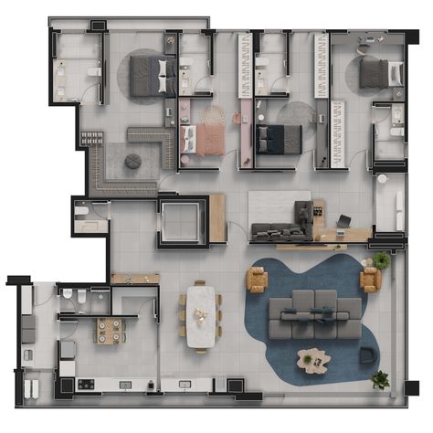 Penthouse Layout, Property Layout, Small Modern House Plans, Architectural Plan, Modern House Floor Plans, House Outer Design, House Floor Design, Small Apartment Design, Modern Style House Plans