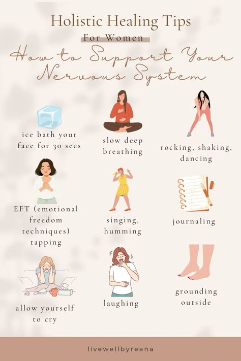 Are you searching for natural holistic ways to regulate your nervous systemHere are nine holistic ways to support your nervous system so you can be more at ease and in a restorative state of mindIn a world where busyness is the normyour brain is not designed to be in a hurry all the timeTry to incorporate the nine different ways to stimulate the parasympathetic nervous system and watch your mood and energy changeholistic healingholistic wellnessholistic lifestyleholistic livingwell-being tipsse Natural Ways To Stabilize Mood, Holistic Body Care, Holistic Mental Health, Ways To Regulate Your Nervous System, Holistic Healing For Beginners, Holistic Lifestyle For Beginners, Wellness Tips Holistic Healing, Healing Your Nervous System, Healing Nervous System