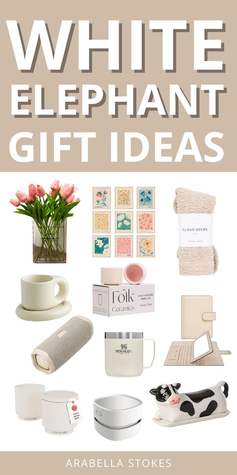 Get ready for holiday fun with these memorable white elephant gift ideas! Find gifts that will spark laughter and joy during your next exchange. — white elephant gift exchange | gift guide | gift ideas for friends White Elephant Gifts For Women, White Elephant Gift Themes, Gifts For White Elephant Gift Exchange, White Elephant Gifts $50, White Elephant Gift Ideas For Women, Practical White Elephant Gifts, Best White Elephant Gifts $20, What Is White Elephant, Office White Elephant Gift Ideas